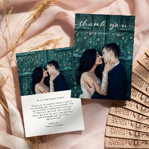 Tarjeta De Agradecimiento Sencillo y elegante   Moderno Boda de dos fotograf