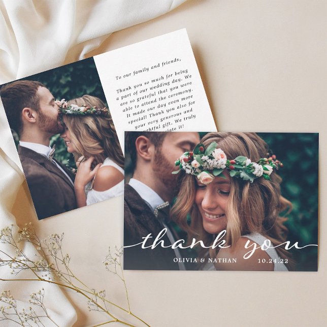 Tarjeta De Agradecimiento Sencillo y elegante | Moderno Boda de dos fotograf (Subido por el creador)