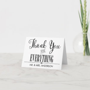 Tarjeta De Agradecimiento Sencillo y Limpio Gracias Negro y Blanco