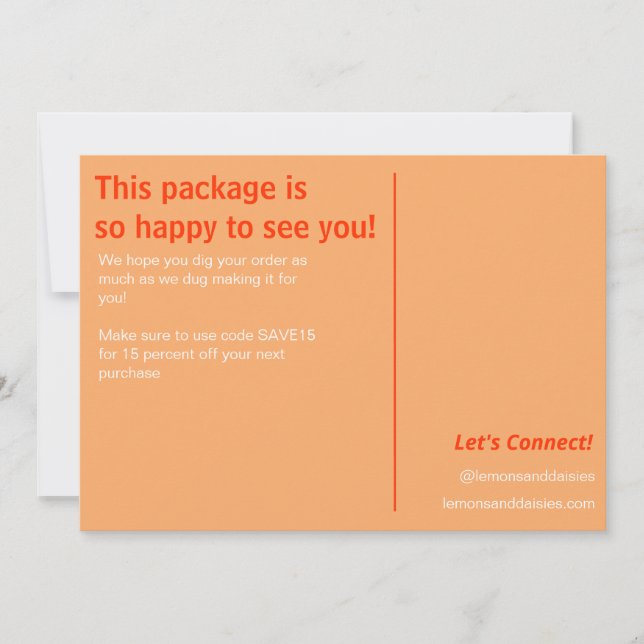 Tarjeta De Agradecimiento Sencillo y quiroso Peach Red White Pequeña Empresa (Anverso)