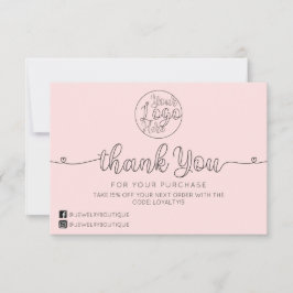 Tarjeta De Agradecimiento Sencillos corazones manuscritos rosados para clien