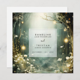 Tarjeta De Agradecimiento Sendero Boscoso Encantado De Flores Boda Verde