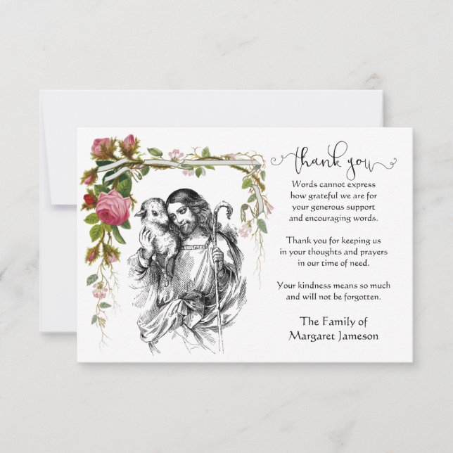 Tarjeta De Agradecimiento Señor Jesús Religioso Gracias Condolencia (Anverso)