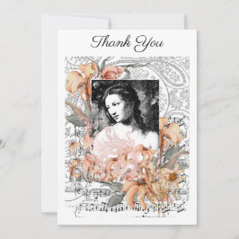 Tarjeta De Agradecimiento Señora de la Vintage con flores