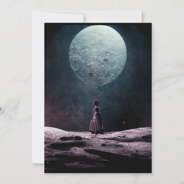 Tarjeta De Agradecimiento Señora mariposa en la luna (Anverso)