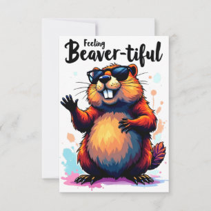 Tarjeta De Agradecimiento Sensación de belleza - Gráfica divertida de castor