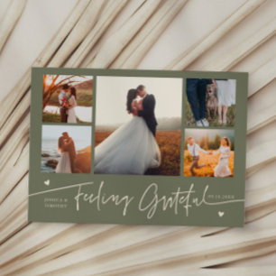 Tarjeta De Agradecimiento Sentimiento de Gratitud Verde Salvia Boda Multi Fo