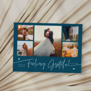 Tarjeta De Agradecimiento Sentirse Agradecido Boda Multi Foto Azul Turquesa