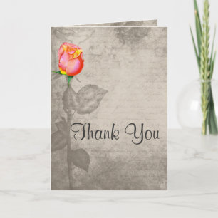 Tarjeta De Agradecimiento Sepia Vintage Spot Color Peace Rose Thank You