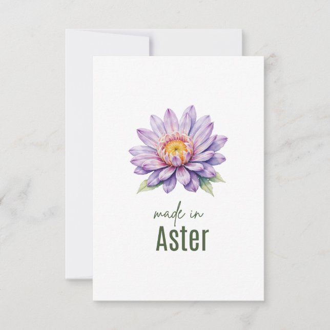 Tarjeta De Agradecimiento September Aster  Birth Flower Flat Thank You Card (Anverso)