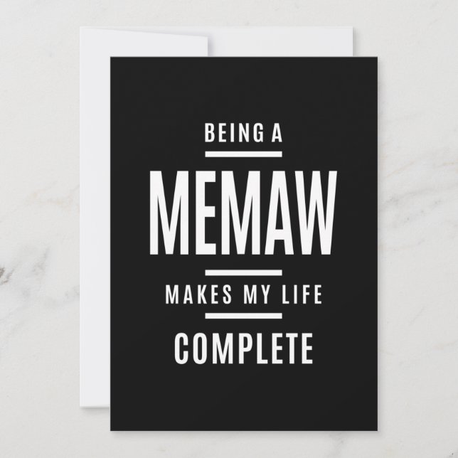 Tarjeta De Agradecimiento Ser un memaw completa mi vida (Anverso)