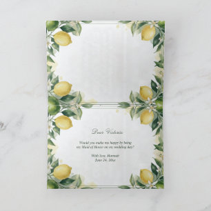 Tarjeta De Agradecimiento ¿Serás dama de honor, Citrus Green Lemon?
