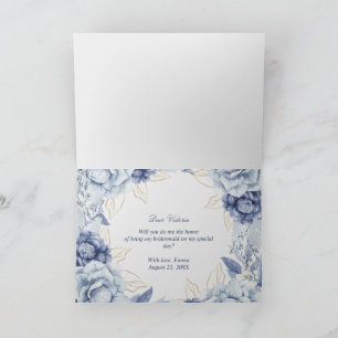 Tarjeta De Agradecimiento ¿Serás dama de honor de Dusty Blue Floral? 