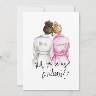 Tarjeta De Agradecimiento ¿Serás mi BM? Dk Br Bun Bride Dk Bl Bun Maid
