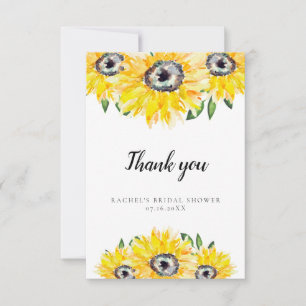 Tarjeta De Agradecimiento Serás mi Bridesmaid Sunflower Script Elegante