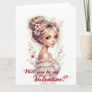 Tarjeta De Agradecimiento ¿Serás Mi San Valentín – Impresión de Arte Románti