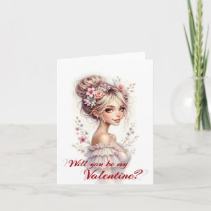 Tarjeta De Agradecimiento ¿Serás Mi San Valentín – Impresión de Arte Románti