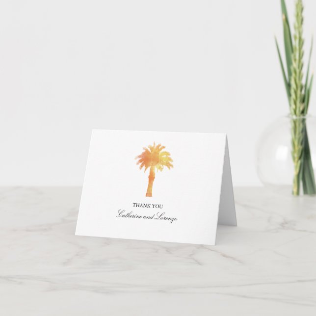 Tarjeta De Agradecimiento Serene Palm Tree Watercolor | Gracias (Anverso)