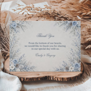 Tarjeta De Agradecimiento Serenidad Botánica Azul Helada Elegante