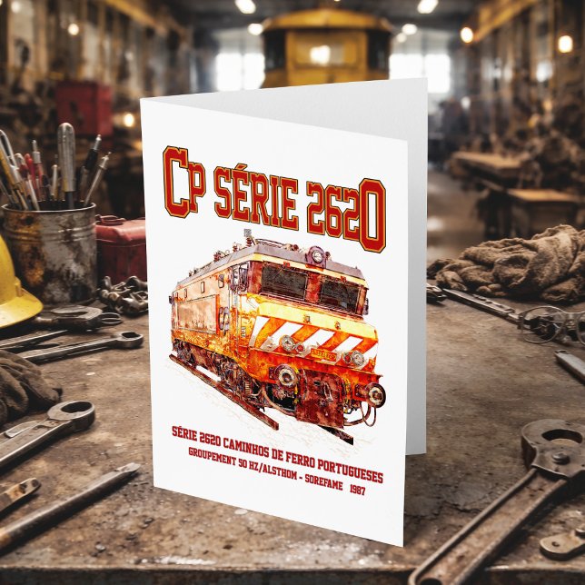Tarjeta De Agradecimiento Serie 2620 Locomotora Eléctrica. Nez-Casse Loco (CP Serie 2620 Electric Locomotive. Nez-Casse Locomotive. Thank You Card)
