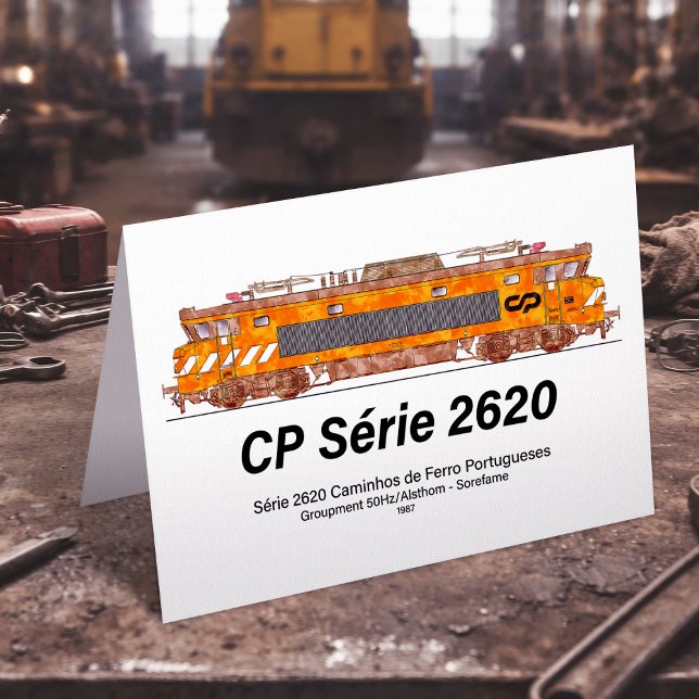 Tarjeta De Agradecimiento Serie 2620 Locomotora Eléctrica. Nez-Casse Loco (CP Serie 2620 Electric Locomotive. Nez-Casse Locomotive. Thank You Card)