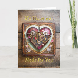 Tarjeta De Agradecimiento Serie Steampunk Corazón Rojo Buff