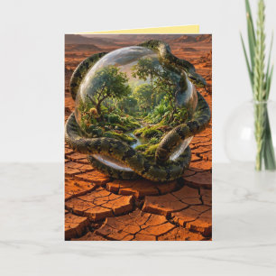 Tarjeta De Agradecimiento Serpiente y el Orbe de Edén Paisaje Onírico Surrea