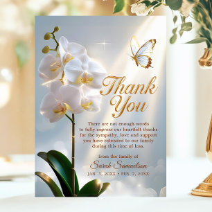 Tarjeta De Agradecimiento Servicio de Misa Funeral Gracias Orquídeas Maripos