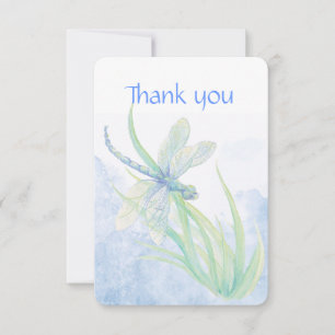 Tarjeta De Agradecimiento Servicio en memoria gracias a Dragonfly Watercolor