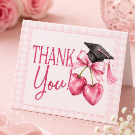 Tarjeta De Agradecimiento Servilletas de Graduación de Cereza, Coquette Rosa