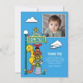 Tarjeta De Agradecimiento Sesame Street Characters & Street Sign Thank You C