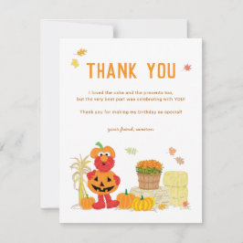 Tarjeta De Agradecimiento Sesame Street | Cumpleaños de otoño de Elmo Calaba