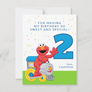 Tarjeta De Agradecimiento Sesame Street Elmo Chugga Chugga Dos Dos Cumpleaño