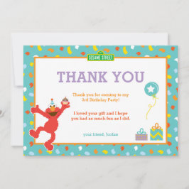 Tarjeta De Agradecimiento Sesame Street | Elmo - Cumpleaños con Confeti Agra