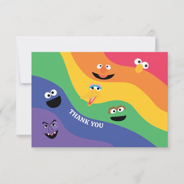 Tarjeta De Agradecimiento Sesame Street Pals Rainbow (Anverso)