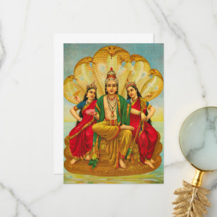 Tarjeta De Agradecimiento Sesha Narayana, Rey de Nagas por Raja Ravi Varma