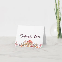 Tarjeta De Agradecimiento Setas de otoño, plantas y hojas caen