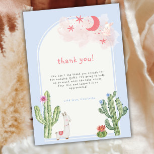 Tarjeta De Agradecimiento Sexo azul Neutral Boho Arch Cactus Baby Shower