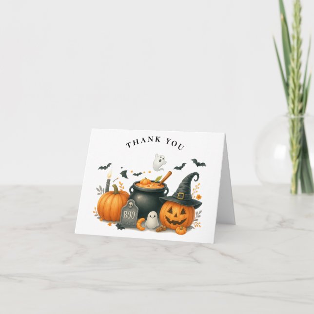 Tarjeta De Agradecimiento Sexo de calabaza suave Baby Shower de Halloween ne (Anverso)
