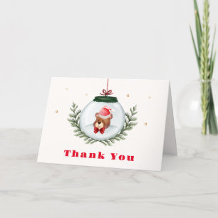 Tarjeta De Agradecimiento Sexo Neutral Teddy Bear Winter Baby Shower