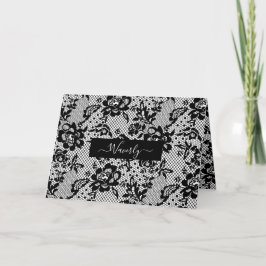 Tarjeta De Agradecimiento Sexy Black Rosa Lace con nombre personalizado