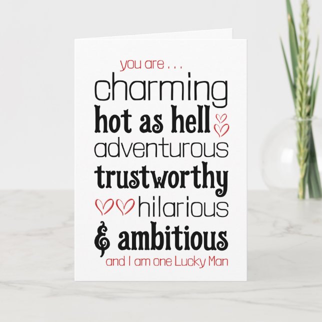 Tarjeta De Agradecimiento Sexy Compliments Love Apology Valentines Card (Anverso)