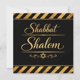 Tarjeta De Agradecimiento Shabbat Shalom Judío Judaica Oro Negro Lujo