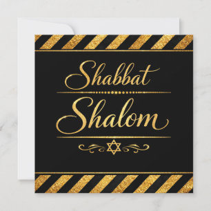 Tarjeta De Agradecimiento Shabbat Shalom Judío Judaica Oro Negro Lujo