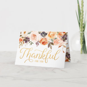 Tarjeta de agradecimiento Shabby Chic Floral Rose