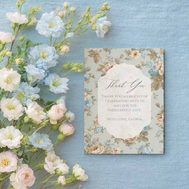 Tarjeta De Agradecimiento Shabby Chic florals boda (Subido por el creador)