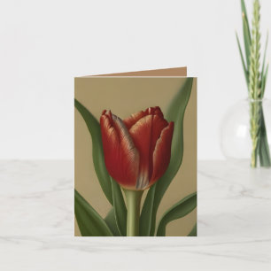 Tarjeta De Agradecimiento Shabby Chic Lovely Red Tulip