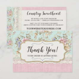 Tarjeta de agradecimiento Shabby Chic Pink Floral 