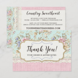 Tarjeta de agradecimiento Shabby Chic Pink Floral