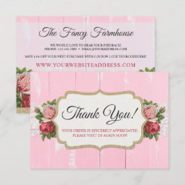 Tarjeta de agradecimiento Shabby Chic Rustic Wood